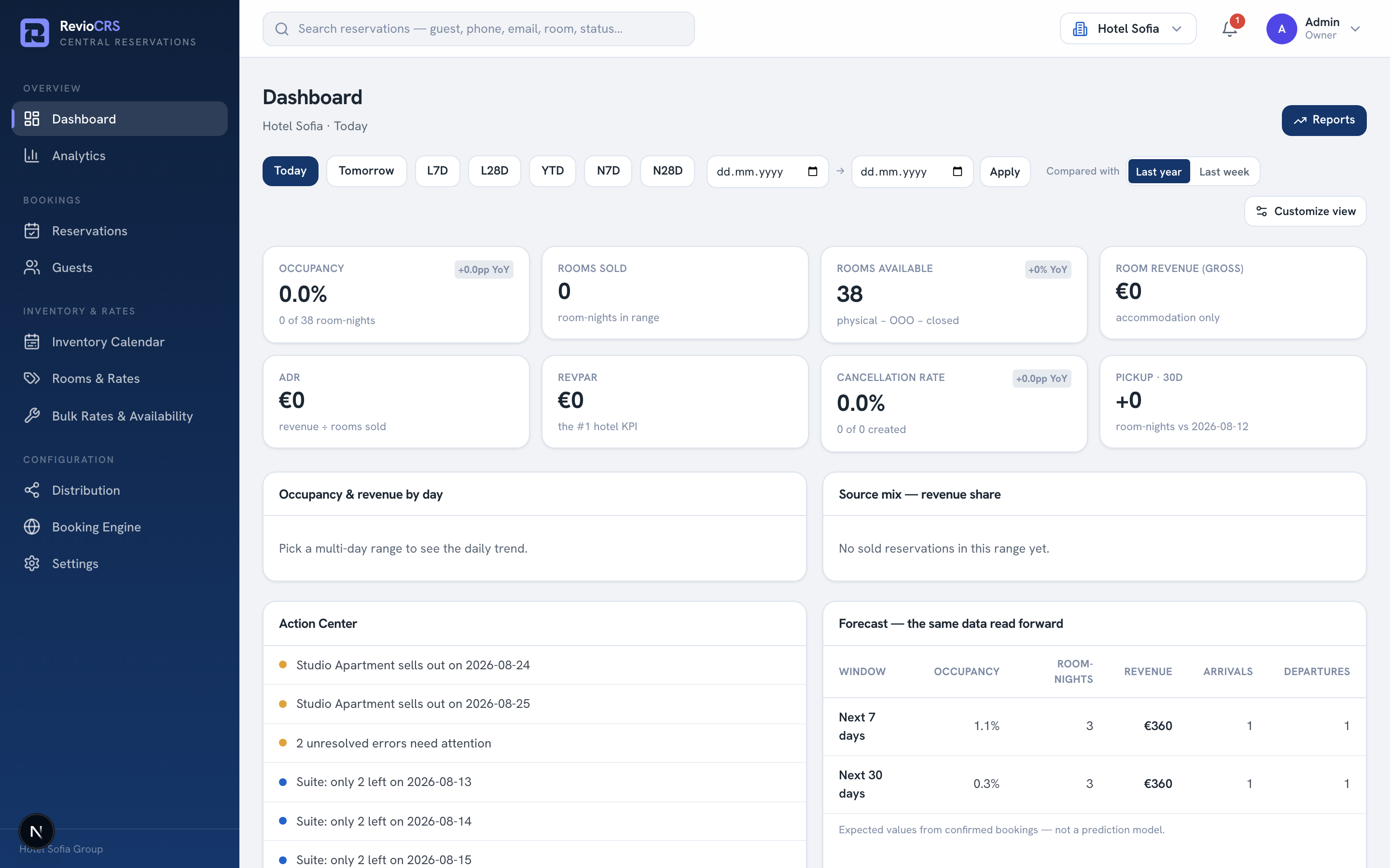 RevioCRS interface preview