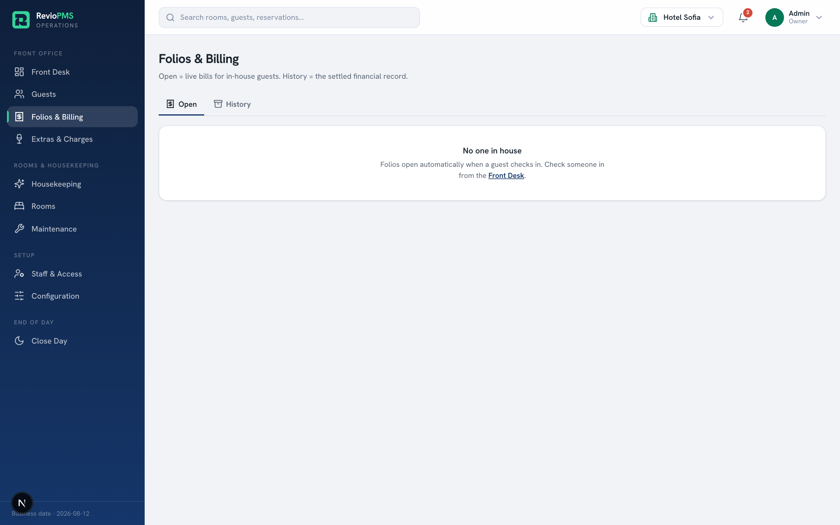 RevioPMS — Folio & Billing
