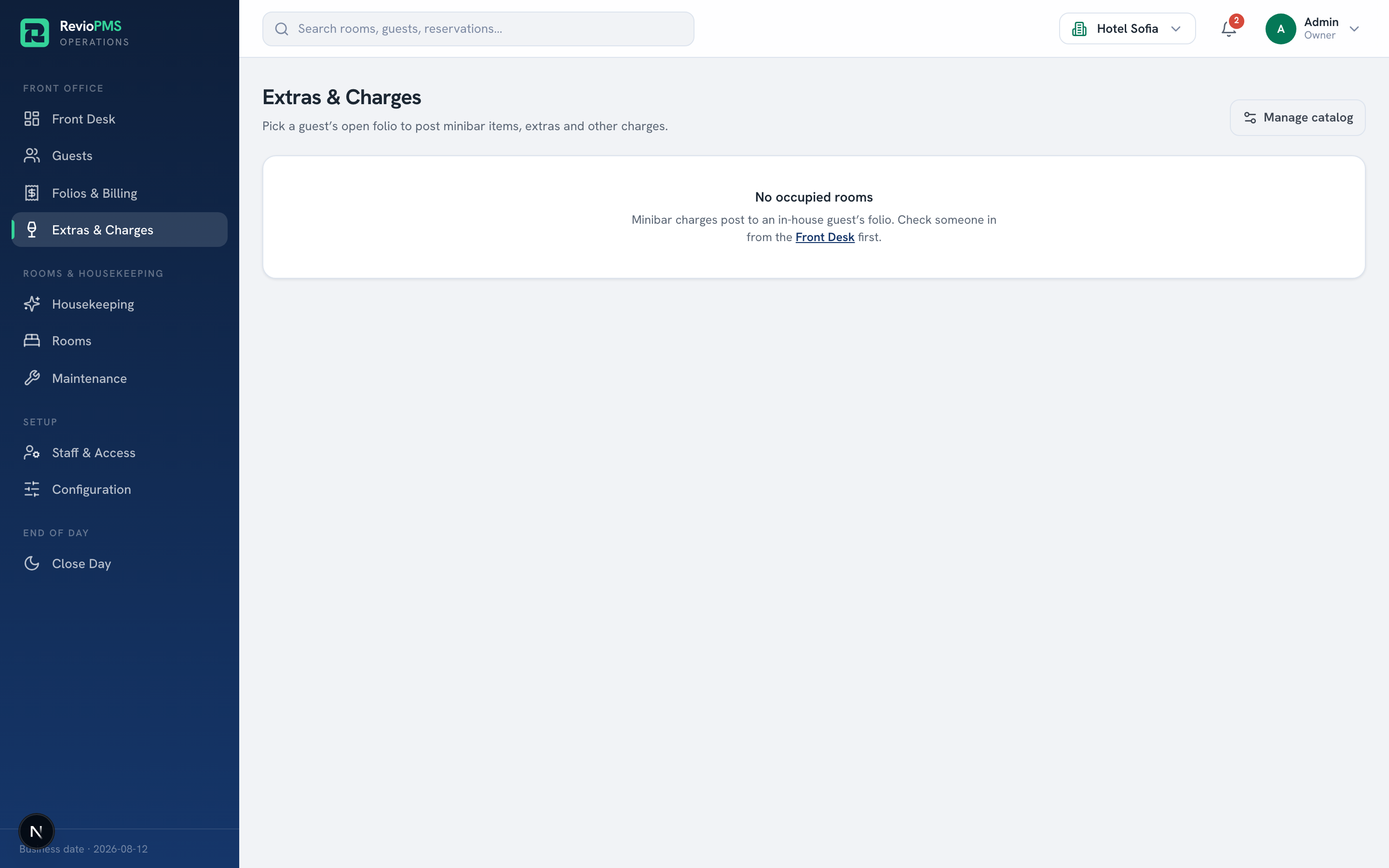 RevioPMS — Minibar / POS
